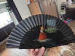 Zwarte waaier met beschilderingen, Ophalen of Verzenden