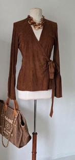 Pauw Scapa suede leren overslag blouse  40, Maat 38/40 (M), Pauw Scapa, Bruin, Verzenden