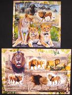 - 670 - 2 Blokken met Leeuwen., Verzenden, Gestempeld, Dier of Natuur