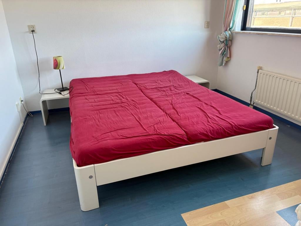 GERESERVEERD Auping Auronde, Ophalen, Gebruikt, Wit, Tweepersoons