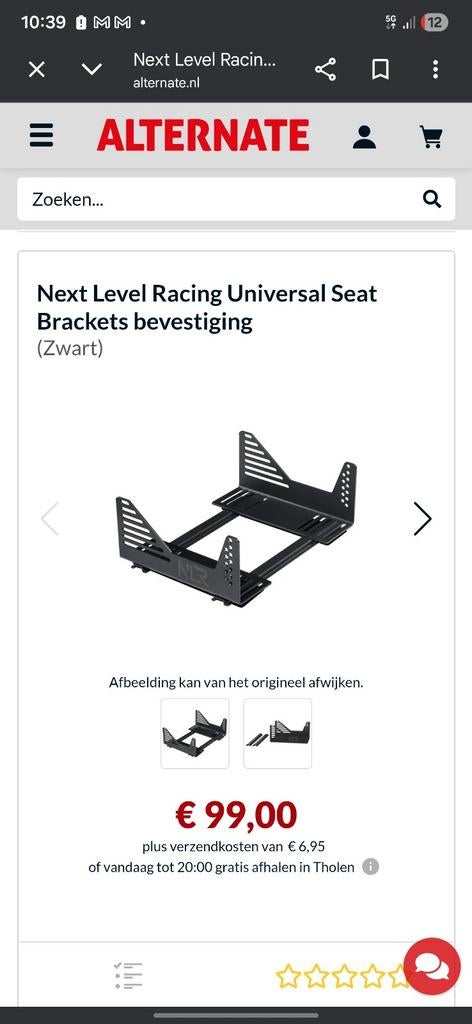 Next Level Racing Universal seat brackets Sim Racing, Ophalen