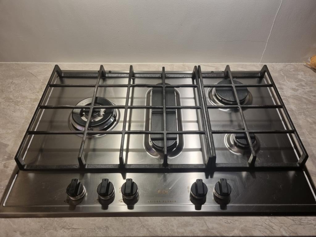 AEG HG755560SM Inbouw Gaskookplaat 5 Pitten + Plancha, Witgoed en Apparatuur, Kookplaten, Ophalen, Gebruikt, Inbouw, Gas