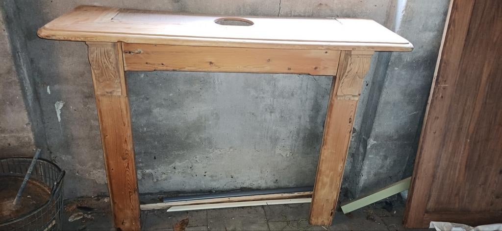 Antieke grenen schouw, Ophalen, Gebruikt, Vrijstaande haard