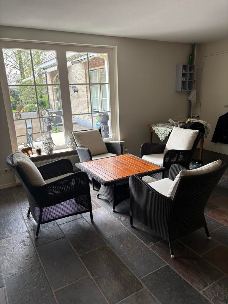 Cane-Line wicker tuinset, Ophalen, 4 zitplaatsen, Gebruikt, Bijzettafel