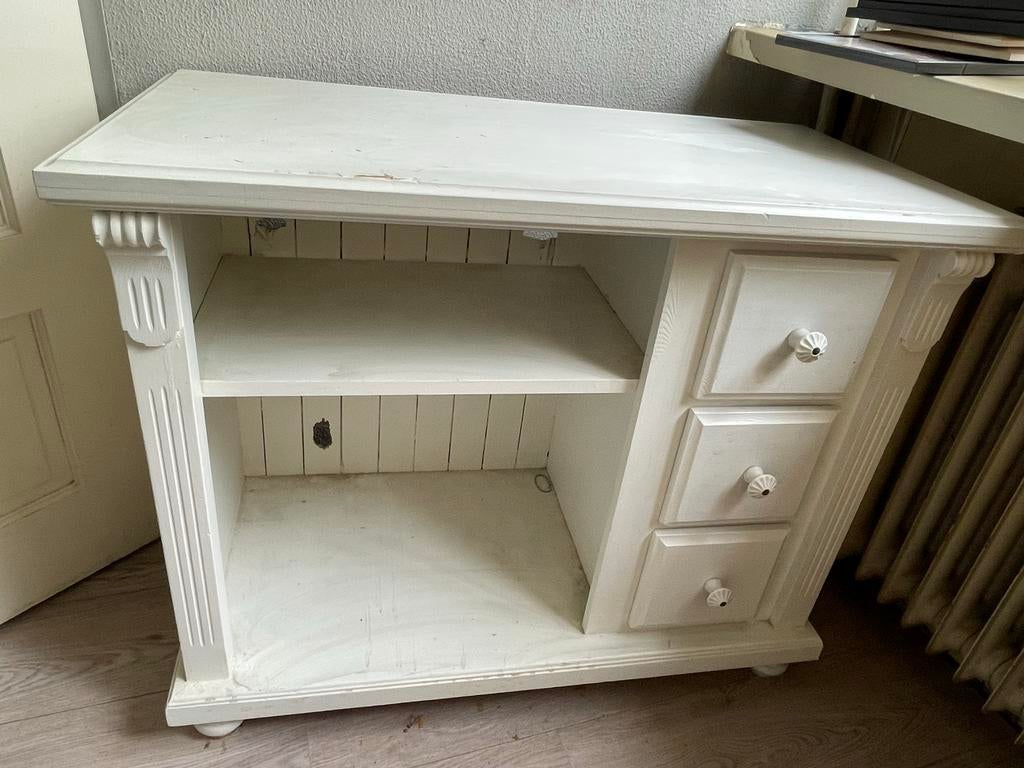 Wit kastje met lades en open vakken, Huis en Inrichting, Kasten | Overige, Ophalen, Gebruikt