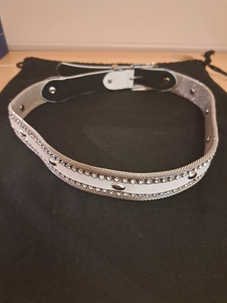 Nanni Milano damesriem, Ophalen, Leer, Zo goed als nieuw, Zilver