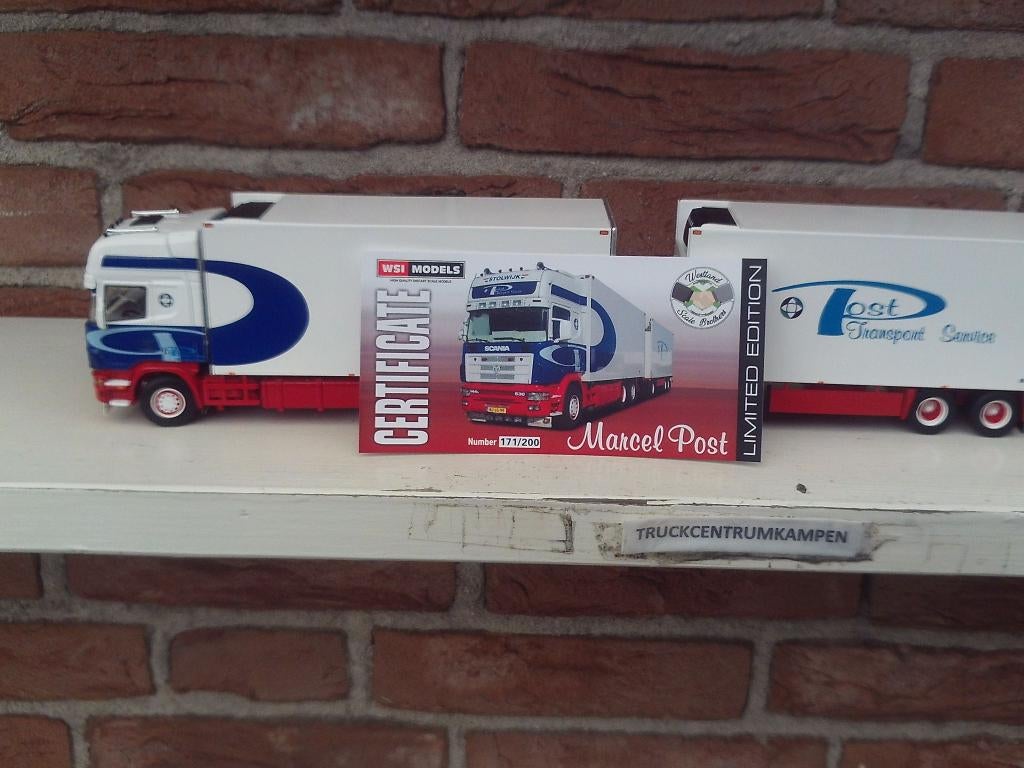WSI  Scania  R4  Topline  van  Marcel  Post., Hobby en Vrije tijd, Modelauto's | 1:50, Ophalen of Verzenden, Nieuw, Bus of Vrachtwagen