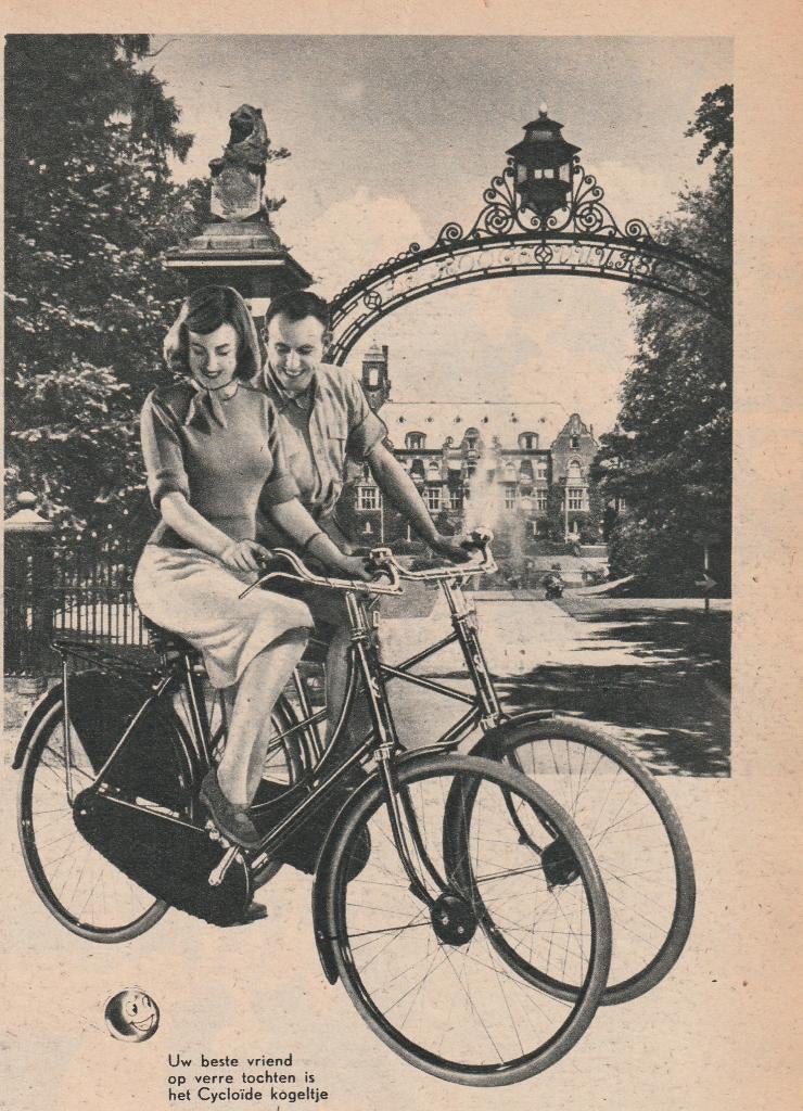 Retro reclame 1951 Simplex fietsen langs Slot Hooge Vuursche, Verzamelen, Verzenden, Overige typen