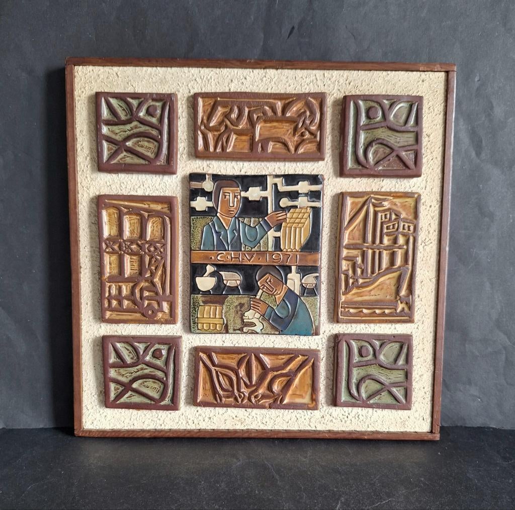 Henk Potters Oisterwijk keramiek wand decoratie.C.H.V.1971, Ophalen of Verzenden