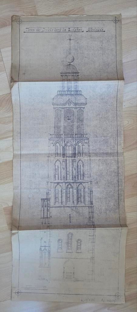 Tekeningen van de Sint-Walburgiskerk Zutphen, Ophalen of Verzenden, Voor 1940