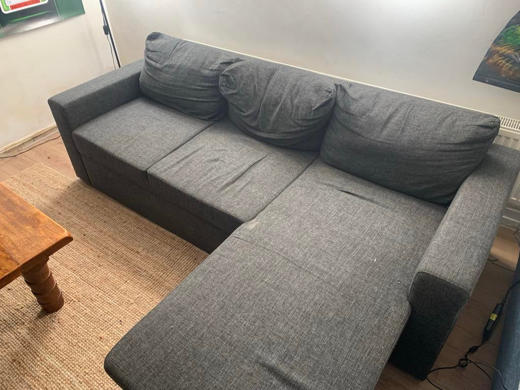 Slaapbank chaise longue MARSLEV donkergrijs, Ophalen, Gebruikt, 210 cm, Tweepersoons