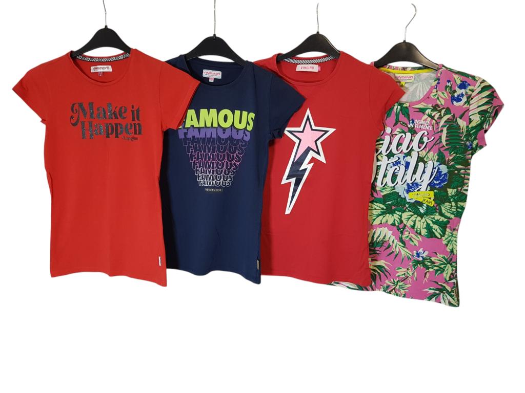 Super leuk donkerblauw VINGINO shirt Famous mt 14/164., Kinderen en Baby's, Kinderkleding | Maat 164, Zo goed als nieuw, Vingino