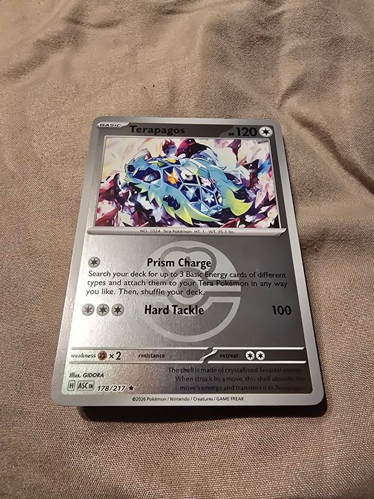 (ASC) Terapagos poke ball symbol pattern 178/217, Ophalen of Verzenden, Zo goed als nieuw, Losse kaart