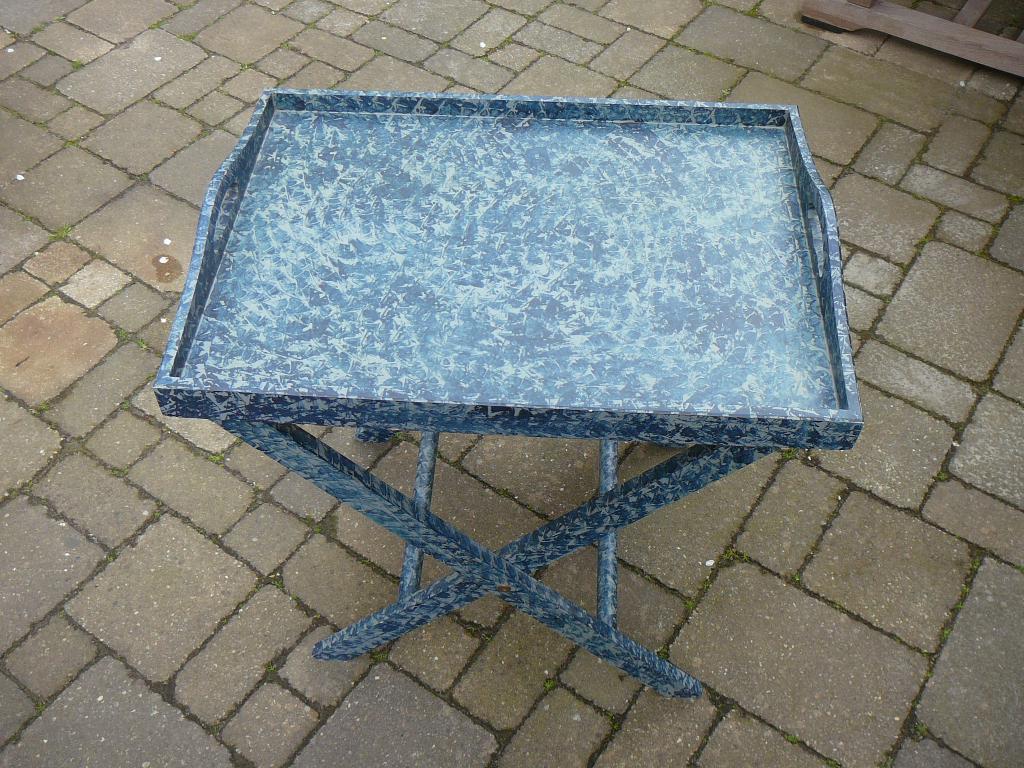 dienblad op inklapbare voet, Ophalen, Gebruikt, Rechthoekig, Hout