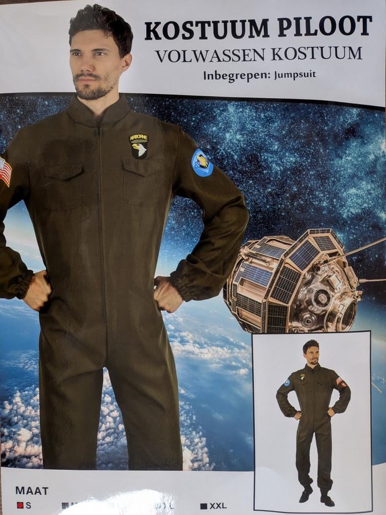 Piloten Kostuum - Jumpsuit, Kinderen en Baby's, Carnavalskleding en Verkleedspullen, Ophalen of Verzenden, Nieuw, 170 of groter