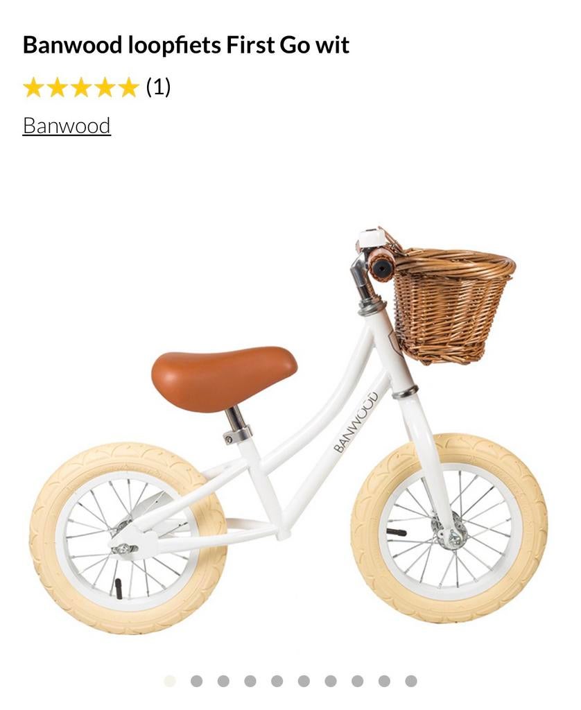 Banwood loopfiets First Go wit, Ophalen of Verzenden, Nieuw, Loopfiets