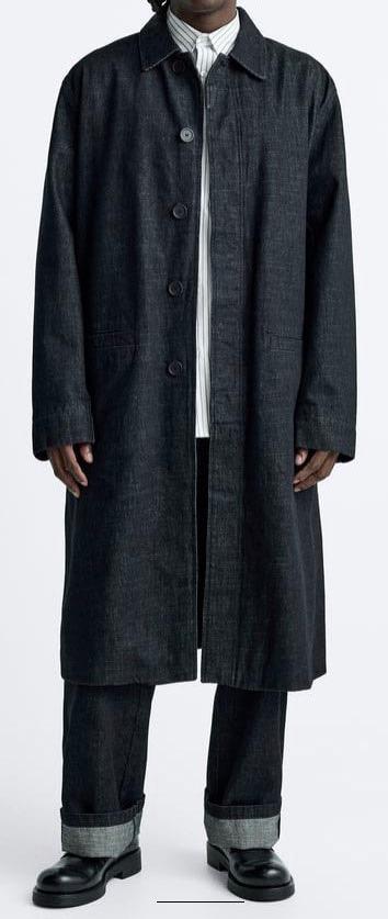 Denim Trenchcoat, Studio Nicholson x Zara, Kleding | Heren, Jassen | Winter, Zara x Studio Nicholson, Maat 48/50 (M), Zwart, Ophalen of Verzenden