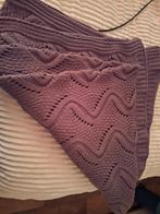 Gehaakte/gebreide olijfgroene plaid, Ophalen, Zo goed als nieuw