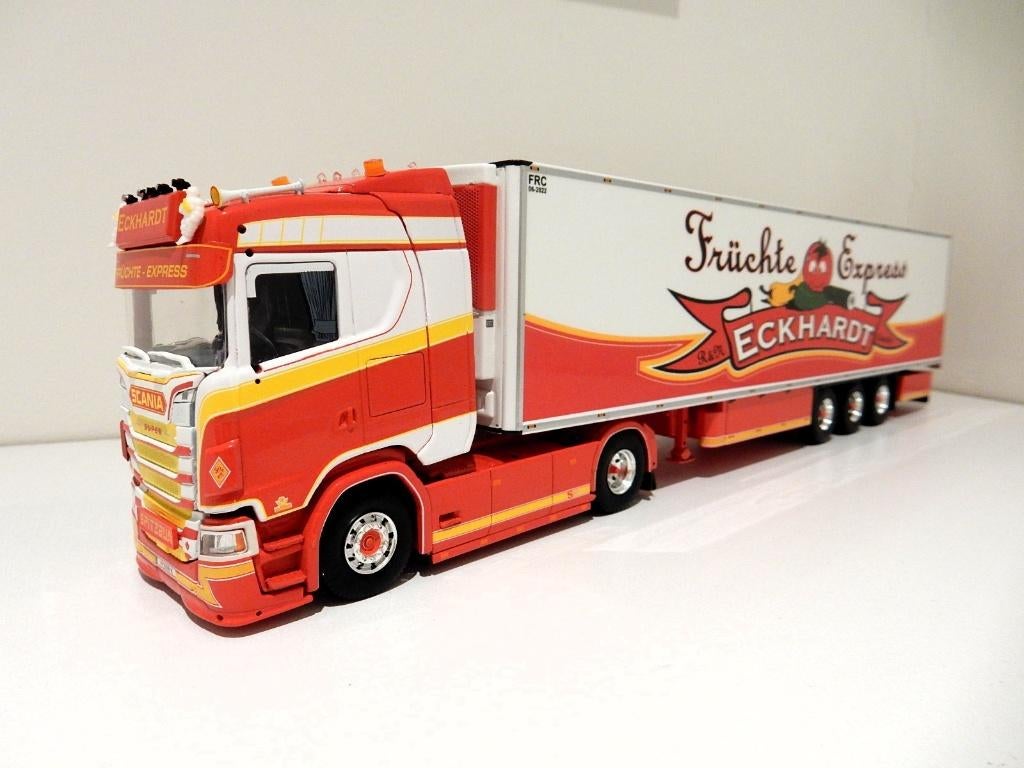 Tekno Scania NG S-serie 4x2 + koeloplegger Eckhardt B-keus, Hobby en Vrije tijd, Modelauto's | 1:50, Ophalen of Verzenden, Zo goed als nieuw