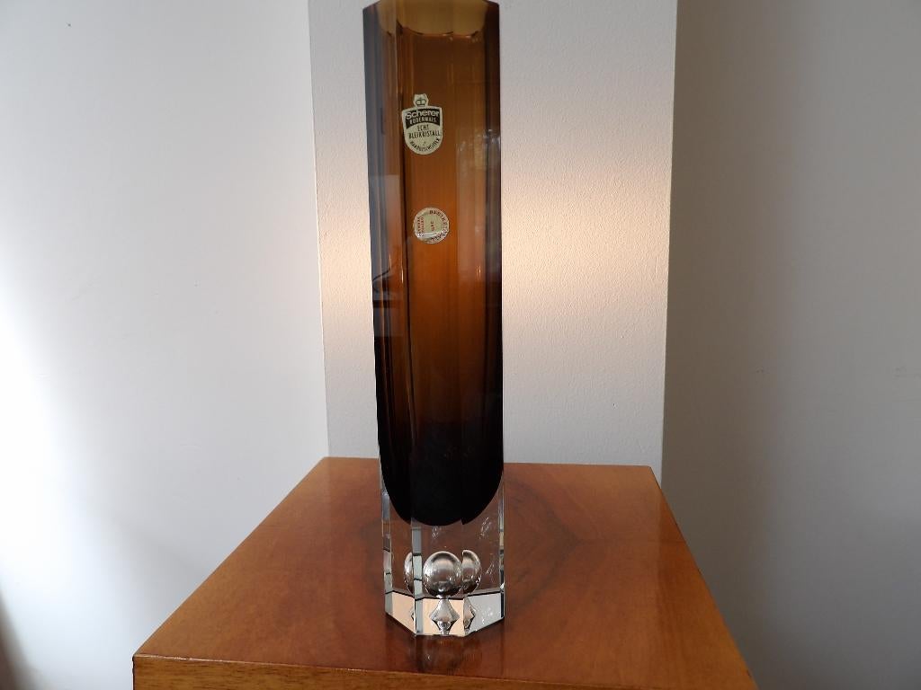 Scherer Sixties design Vaas, kristal/Fumee, Ophalen of Verzenden