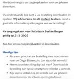 4 toegangskaarten safaripark beekse bergen zaterdag 21 maart, Tickets en Kaartjes, Drie personen of meer, Ticket of Toegangskaart