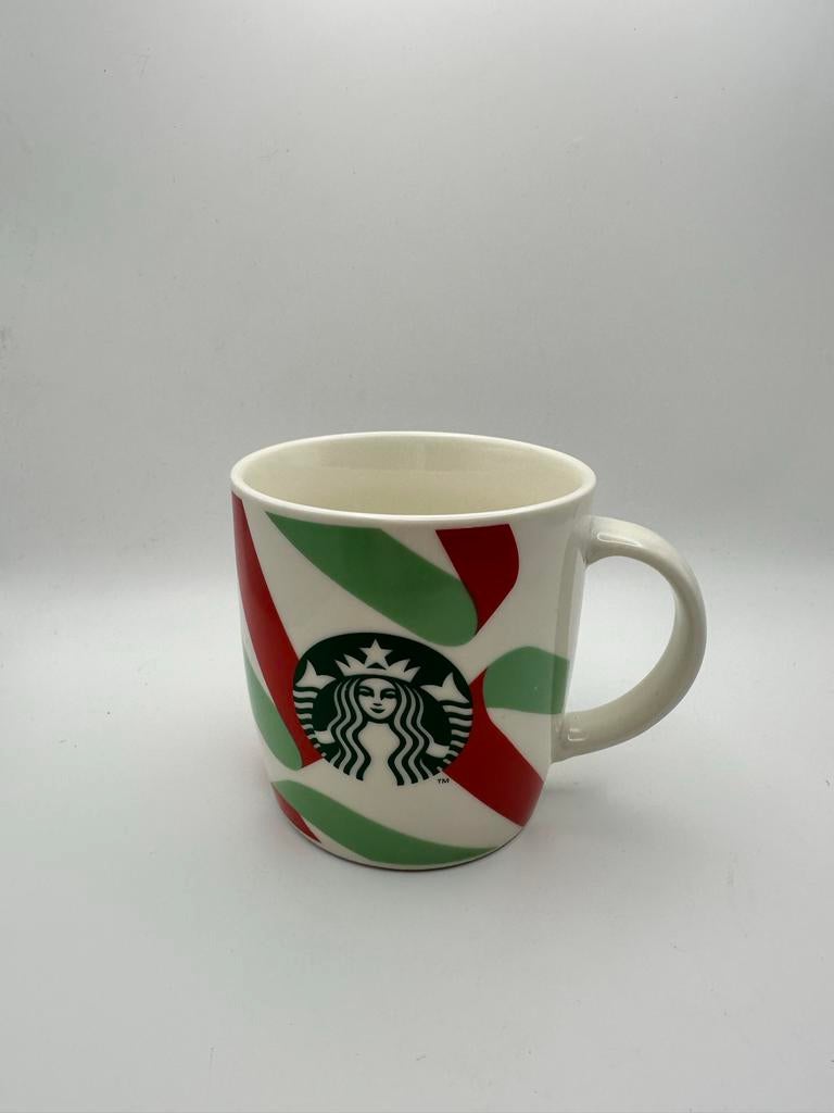 Starbucks mok - Rood/Groen gestreept - 260ml, Keramiek, Ophalen of Verzenden, Zo goed als nieuw, Overige stijlen