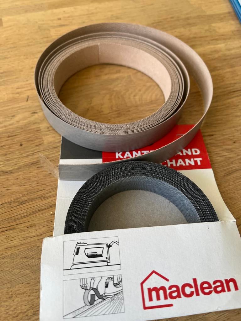 2 rollen kantenband - metallic en antraciet, Ophalen of Verzenden, Zo goed als nieuw