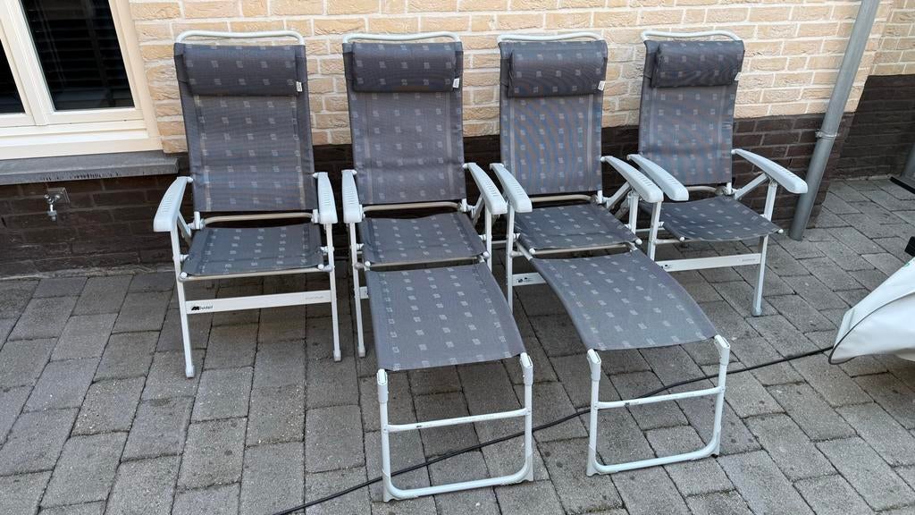 Complete Dukdalf Campingstoelen Set: 4x Limbo, 2x Voetenbank, Ophalen, Gebruikt, Campingstoel