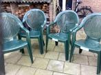 4 Groene Grosfillex  Tuinstoelen - Stapelbaar & Prima Staat, Ophalen, Gebruikt, Kunststof, Stapelbaar