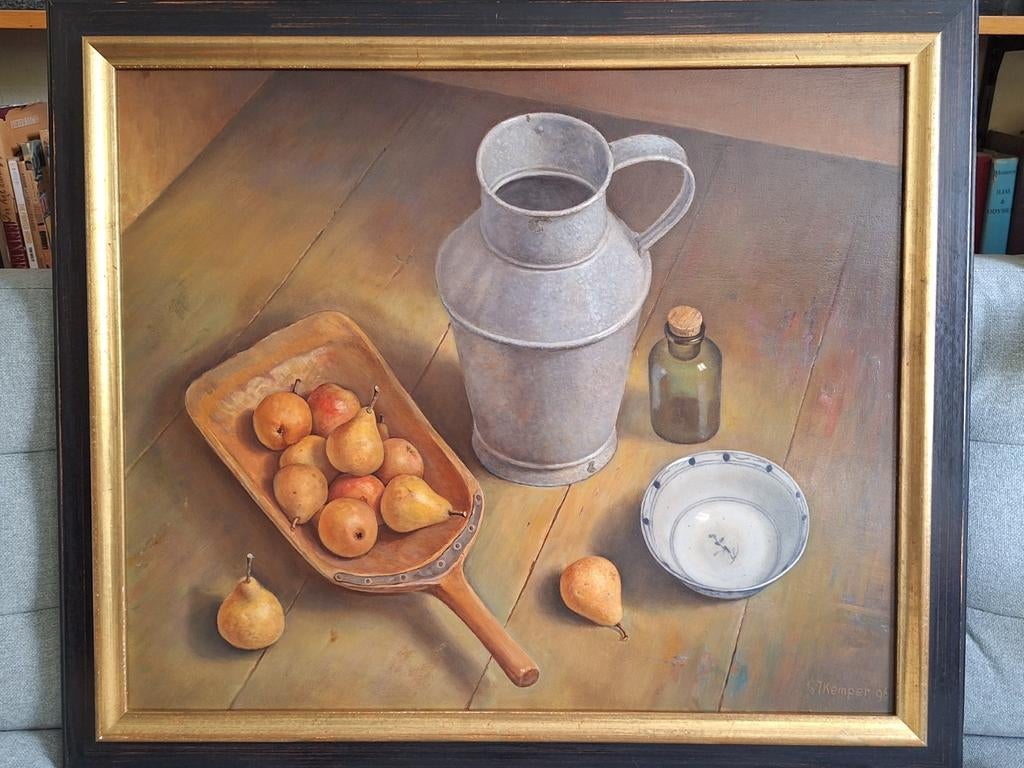 Modern Realisme: Stilleven met peren door Gert Kemper, Antiek en Kunst, Ophalen of Verzenden