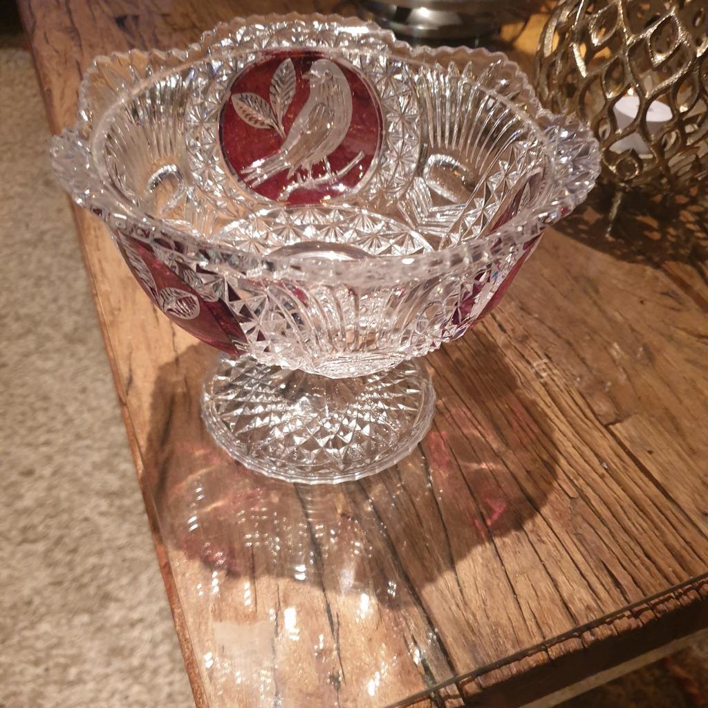 Te koop lood kristalen schaal red vogel, Ophalen of Verzenden