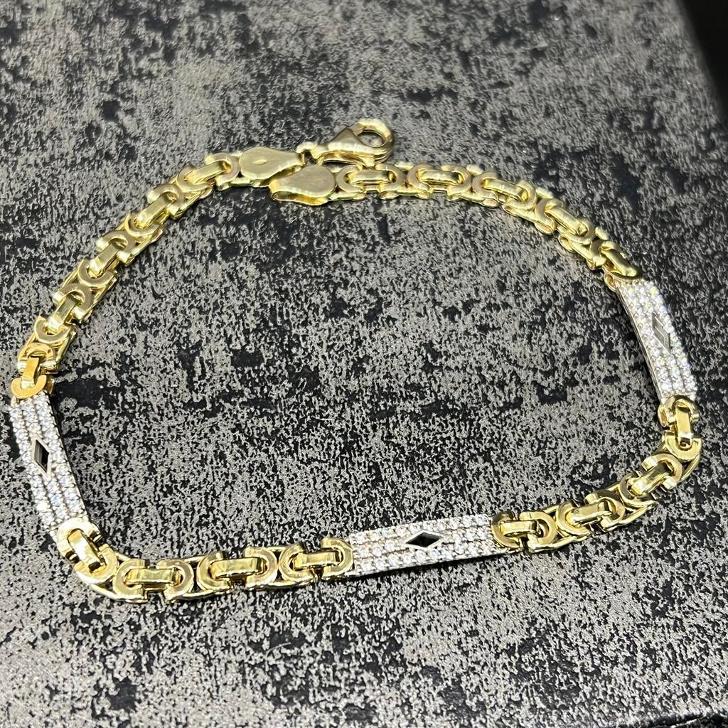 14k gouden armband platte koningsschakel massief, Ophalen of Verzenden, Nieuw, Goud