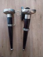 2 Kandelaren van ijzer en hout - Warme uitstraling, Antiek en Kunst, Antiek | Kandelaars, Ophalen of Verzenden