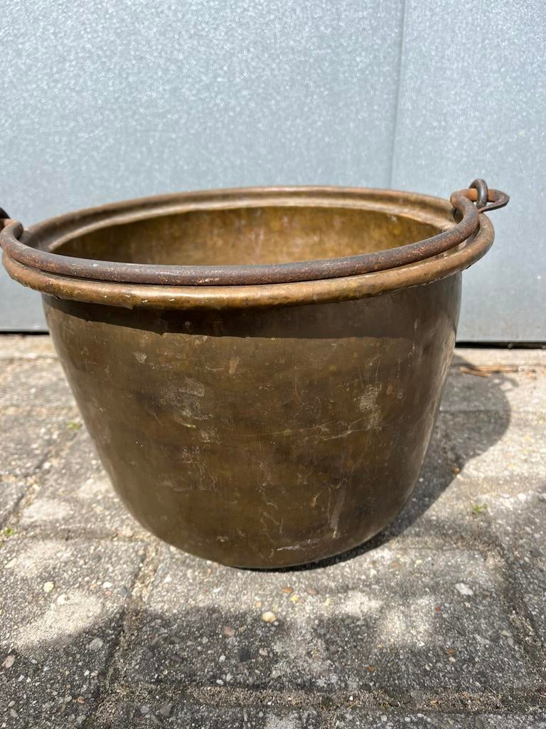 Antieke koperen ketel,brocante koperen pan met hensel, Ophalen, Koper