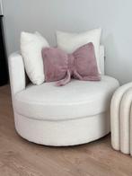 Witte Bouclé Draai Fauteuil, Huis en Inrichting, Fauteuils, Ophalen, 75 tot 100 cm, Zo goed als nieuw, 75 tot 100 cm