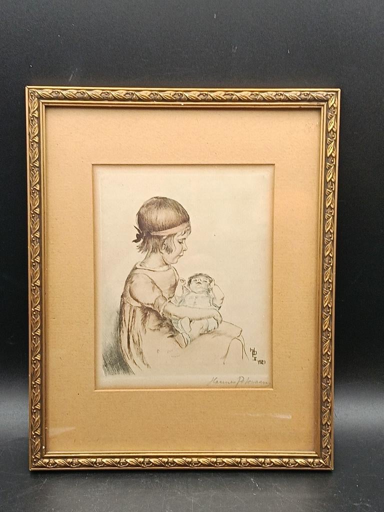 Originele Antieke Hannes Petersen Potloodtekening 1920, Antiek en Kunst, Ophalen of Verzenden