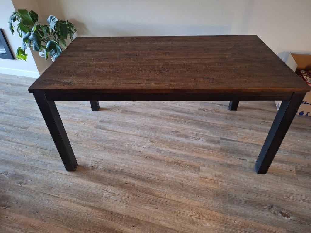 Eettafel 160x90 metalen onderstel, Ophalen of Verzenden, Rechthoekig, 150 tot 200 cm, 50 tot 100 cm