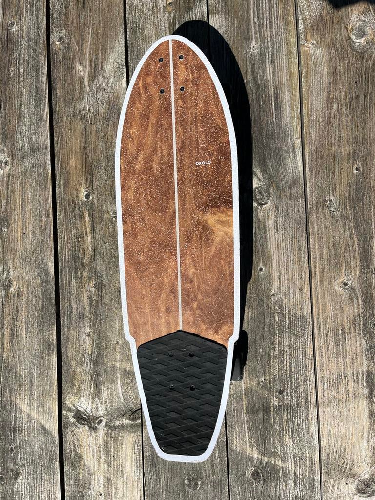 Oxelo Longboard met tropische print, Sport en Fitness, Skateboarden, Ophalen of Verzenden, Gebruikt, Overige typen, Longboard