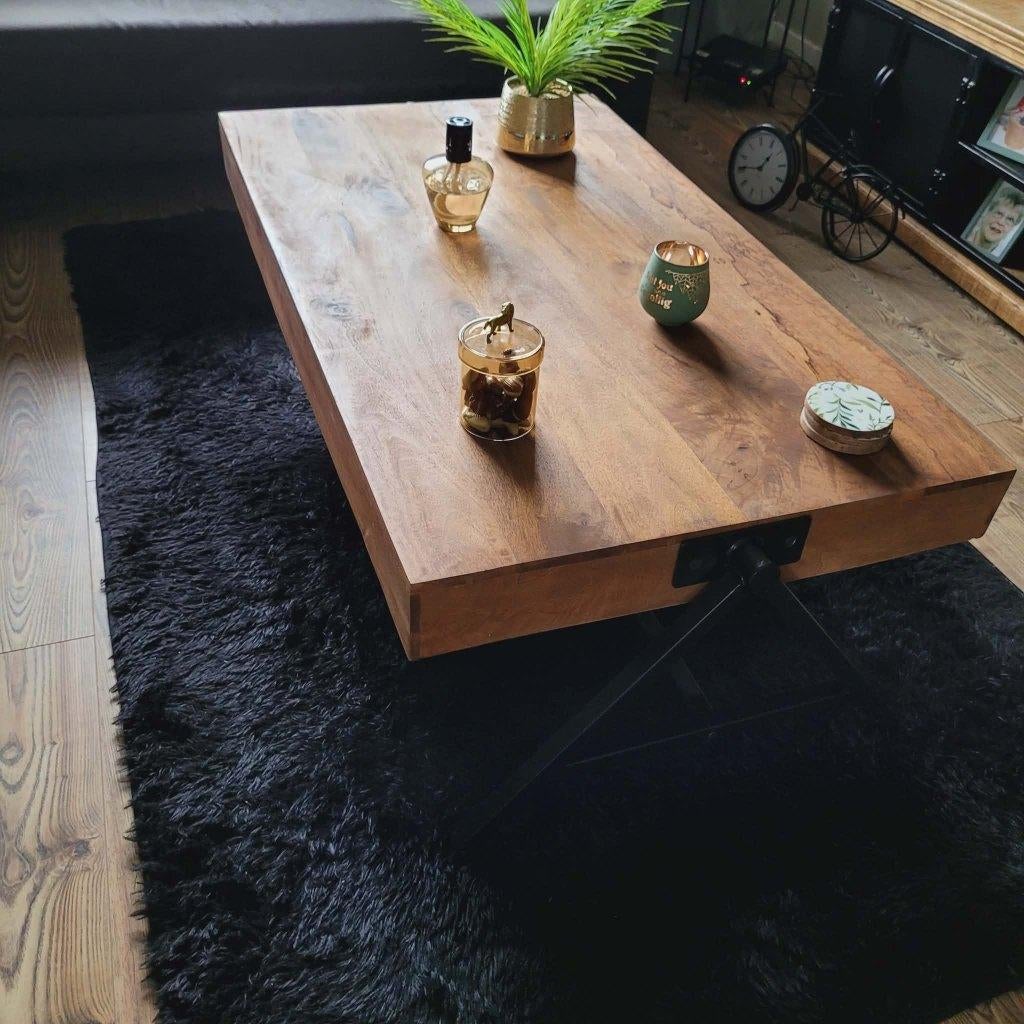 Mangohouten salontafel, Huis en Inrichting, Tafels | Salontafels, Ophalen, Gebruikt, Mangohout, Minder dan 50 cm