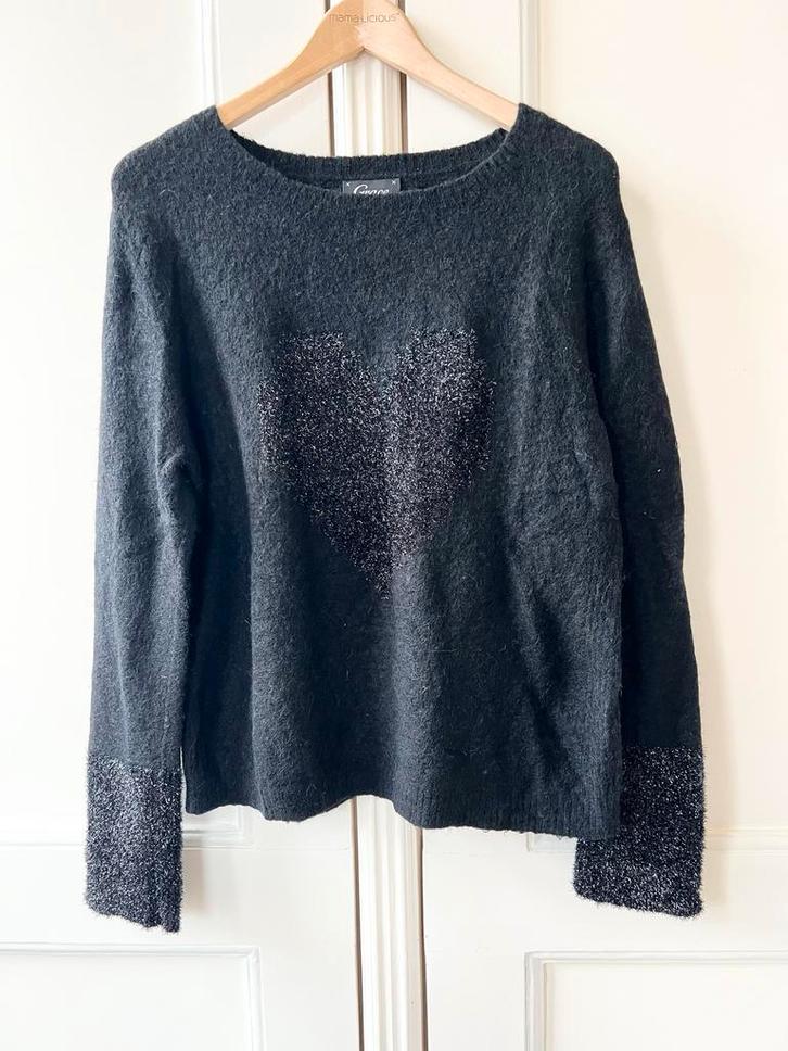 Grace Trui met Hart met wol/alpaca zwart - Maat XL, Kleding | Dames, Truien en Vesten, Zo goed als nieuw, Maat 42/44 (L), Zwart