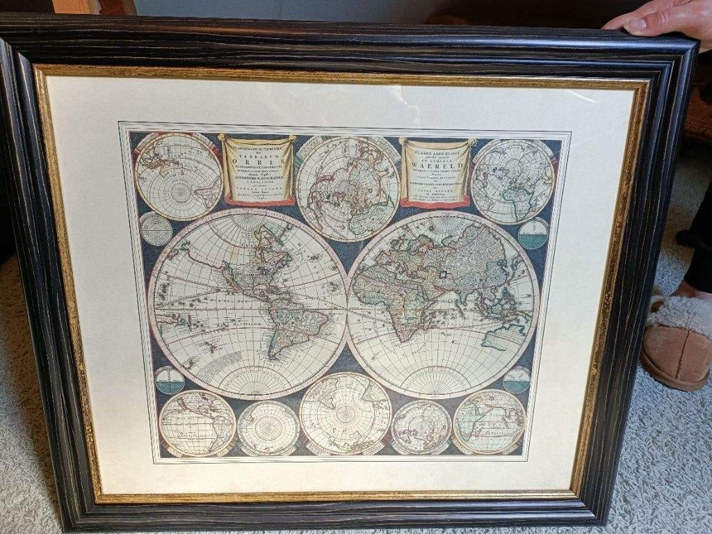 schilderij wereldkaart, Ophalen, Zo goed als nieuw, Schilderij, Minder dan 50 cm