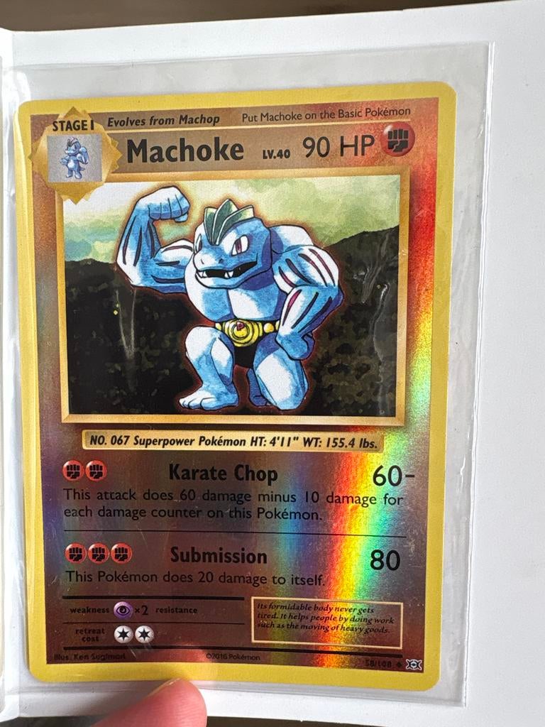 Machoke first edition holo Pokémon kaart, Ophalen of Verzenden, Gebruikt, Losse kaart, Foil
