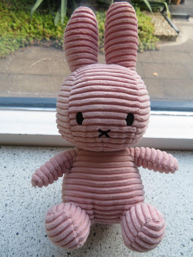Konijn Nijntje Miffy roze ribfluweel merk Bon Ton Toys, Konijn, Nijntje, Ophalen of Verzenden, Zo goed als nieuw
