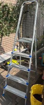 Aluminium huishoudtrap 5 treden, Ophalen, Gebruikt, Trap, Opvouwbaar of Inschuifbaar