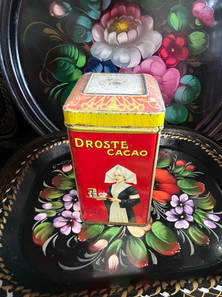 Antiek Droste cacaoblikje 1/10 kg Haarlem Cacao blik, Ophalen of Verzenden, Gebruikt, Overige, Droste