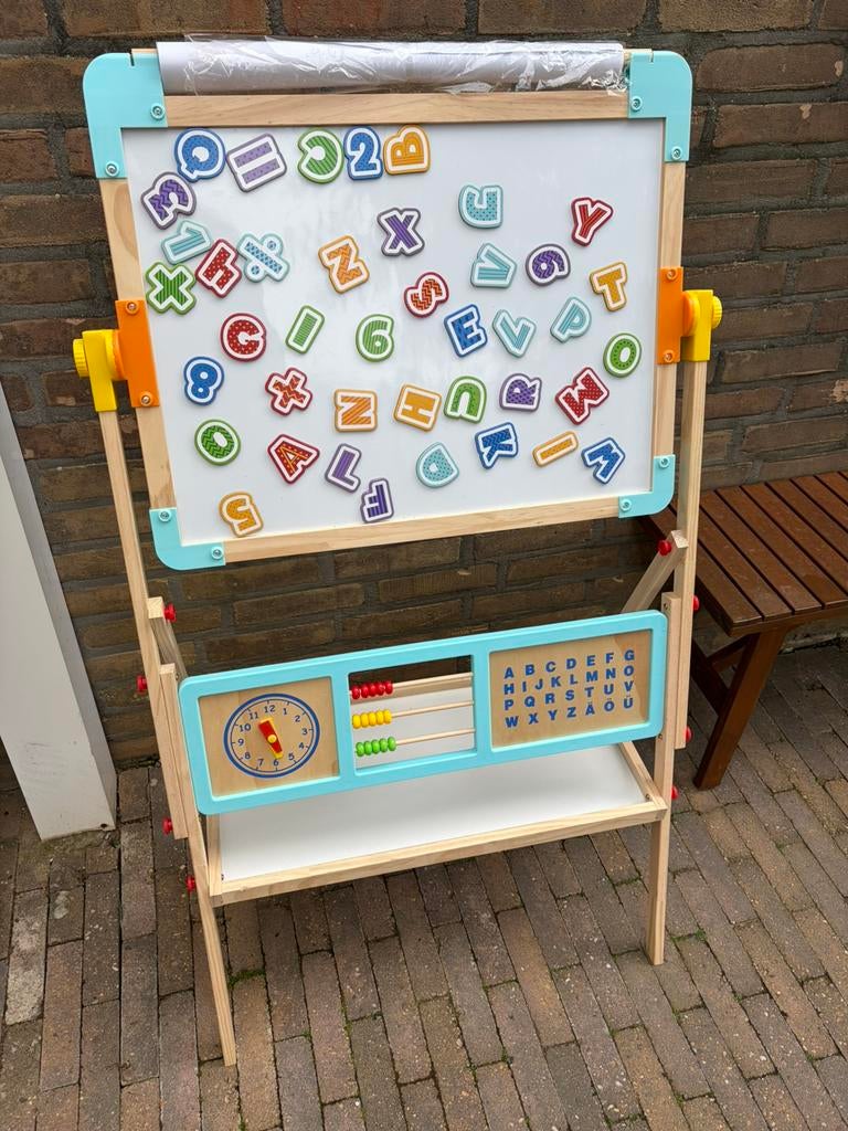 Schoolbord kinderen, kleuren, cijfers en letters oefenen, Ophalen, Zo goed als nieuw, Krijtbord