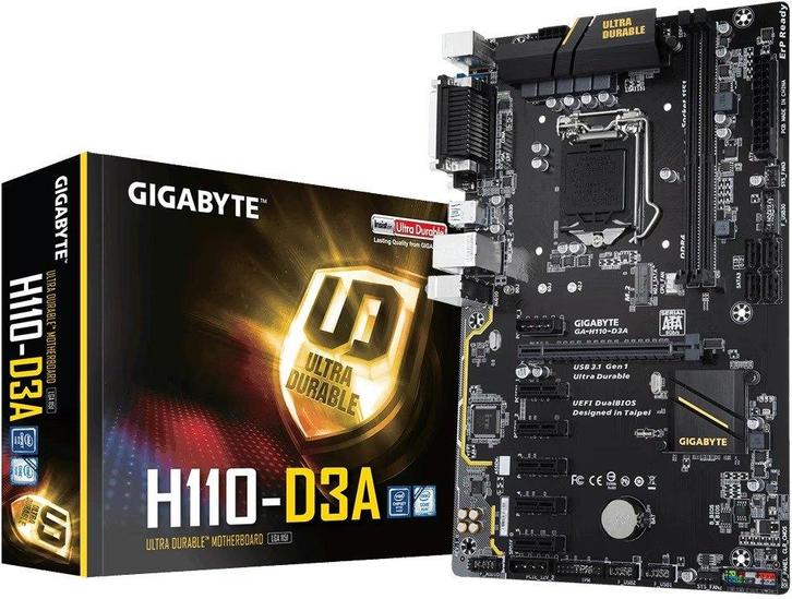 Gigabyte GA-H110-D3A Moederbord, Computers en Software, Moederborden, Zo goed als nieuw, Intel, DDR4, Ophalen of Verzenden