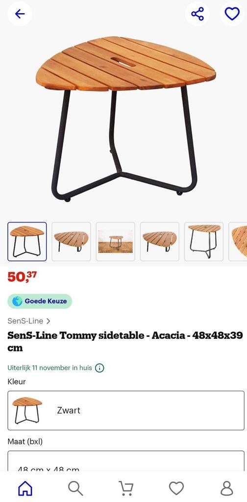 Sens-Line Tommy bijzettafel - Acacia, Ophalen of Verzenden, Zo goed als nieuw, Hout