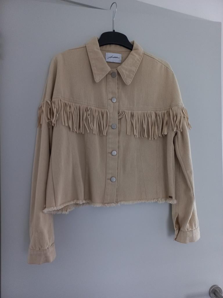 Jasje AMBIKA net fringels, Ophalen of Verzenden, Zo goed als nieuw, Maat 38/40 (M), Beige