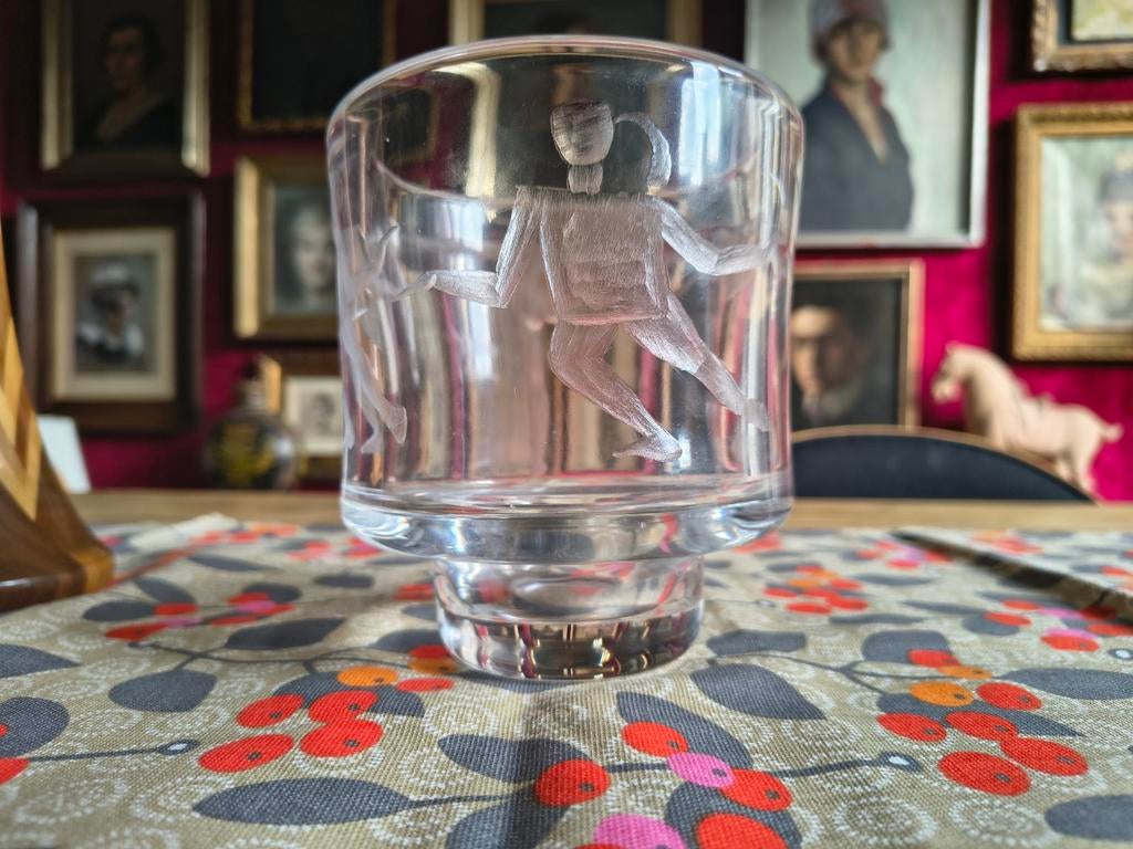 Zeer zeldzame kristallen vaas "Die Gymnasten" – Erik Höglund, Ophalen of Verzenden, Zo goed als nieuw, Overige typen